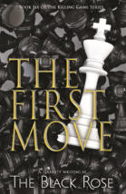 black and white image of black chess pawns laying in water with a white chess king laying on top